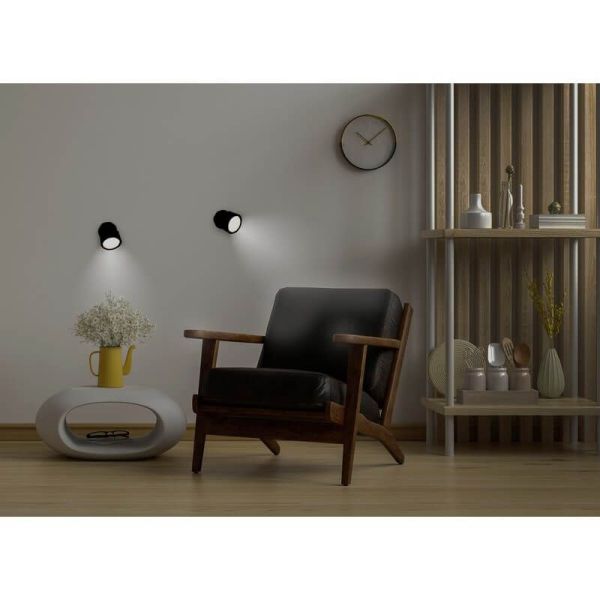 Aplique sin necesidad de punto de luz ROLL 8 con accesorio imantado de pared, táctil, negro 3W