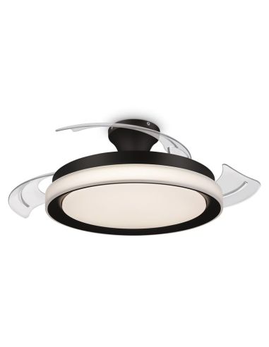 BLISS Philips Noir Ventilateur de plafond LED silencieux à pales repliables 28W+35W | LeonLeds.com