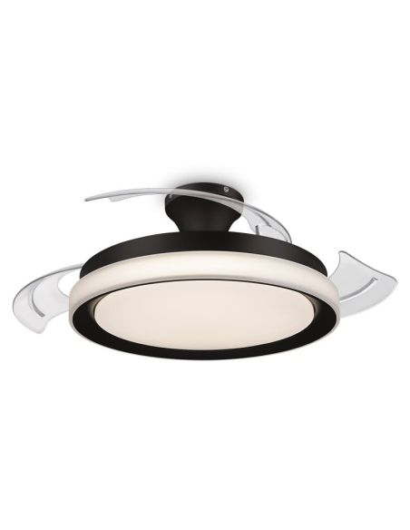 BLISS Philips Noir Ventilateur de plafond LED silencieux à pales repliables 28W+35W | LeonLeds.com