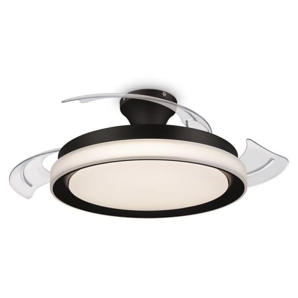 Ventilador techo LED BLISS Philips Negro silencioso con aspas Abatibles 28W+35W| LeonLeds.com