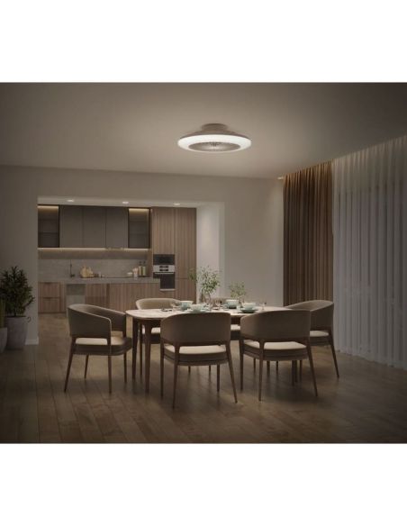 Plafón Ventilador LED de techo AMIGO blanco motor DC 25+60W  | LeonLeds