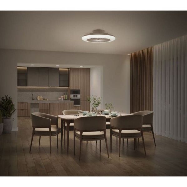 Plafón Ventilador LED de techo AMIGO blanco motor DC 25+60W  | LeonLeds