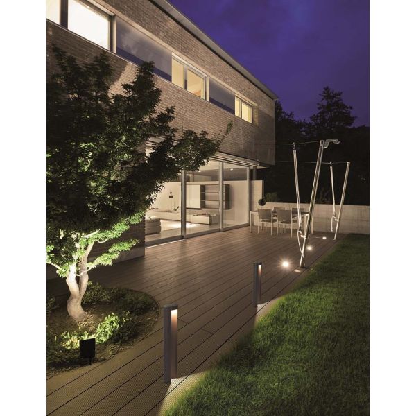 Sinalizador externo LED Cairo Grande IP54 7W 427Lm Preto Fosco Cinza Moderno Jardim | leonleds
