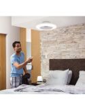 Plafón Ventilador LED de techo AMIGO blanco motor DC 25+60W  | LeonLeds