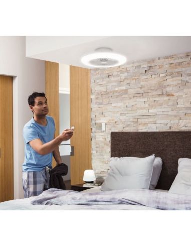 Plafón Ventilador LED de techo AMIGO blanco motor DC 25+60W  | LeonLeds
