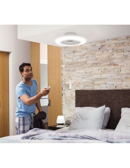 Plafón Ventilador LED de techo AMIGO blanco motor DC 25+60W  | LeonLeds