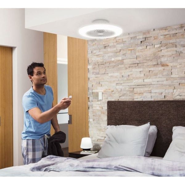 Plafón Ventilador LED de techo AMIGO blanco motor DC 25+60W  | LeonLeds
