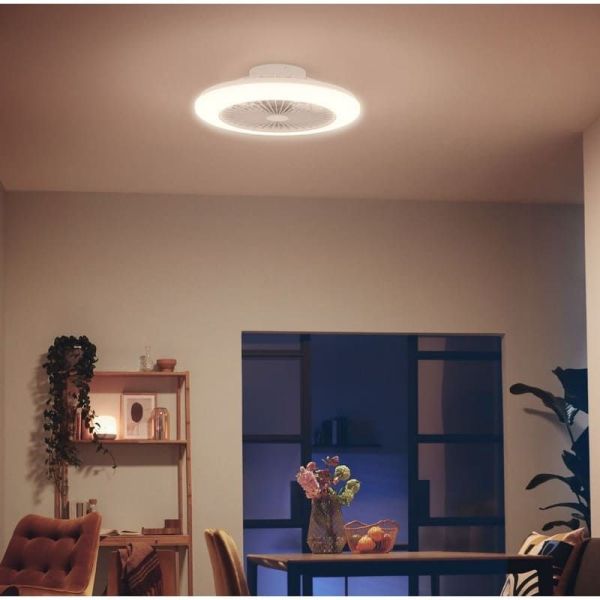 Plafón Ventilador LED de techo AMIGO blanco motor DC 25+60W  | LeonLeds