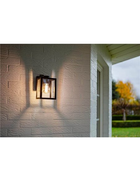 Aplique de pared rústico SHIVA como un farol para bombilla E27, exterior