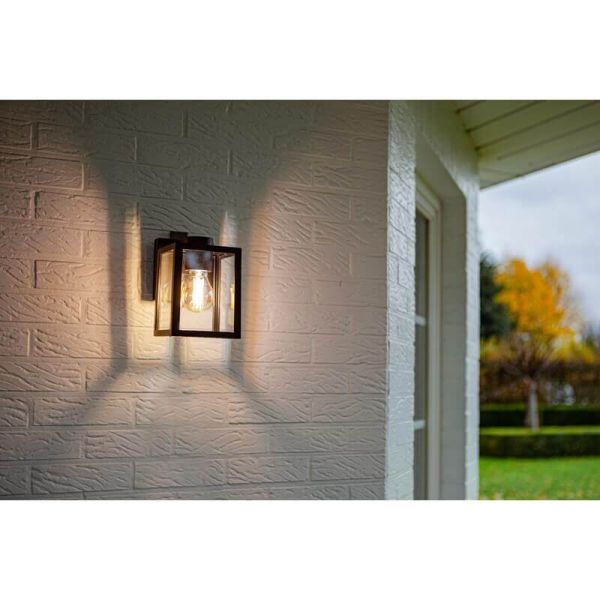 Aplique de pared rústico SHIVA como un farol para bombilla E27, exterior