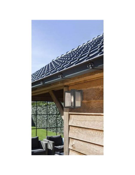 Aplique de pared rústico SHIVA como un farol para bombilla E27, exterior