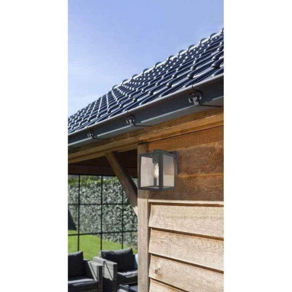 Aplique de pared rústico SHIVA como un farol para bombilla E27, exterior