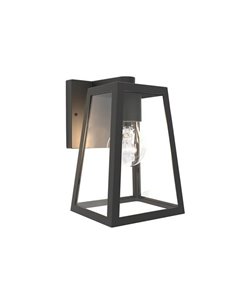 Aplique de pared clásico FIA cristal transparente y bordes negro mate, E27, exterior
