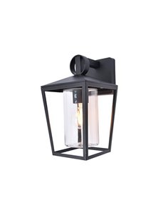 Aplique de pared para exterior WEST cristal transparente y bordes negro mate, E27
