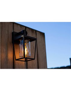 Aplique de pared para exterior WEST cristal transparente y bordes negro mate, E27
 2