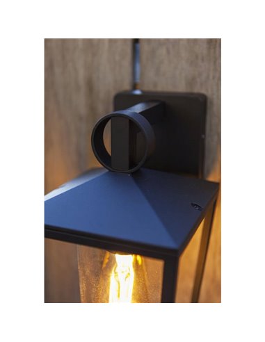 Aplique de pared para exterior WEST cristal transparente y bordes negro mate, E27
