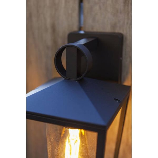 Aplique de pared para exterior WEST cristal transparente y bordes negro mate, E27
