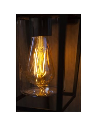 Aplique de pared para exterior WEST cristal transparente y bordes negro mate, E27
