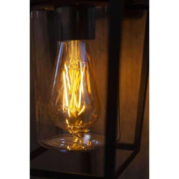 Aplique de pared para exterior WEST cristal transparente y bordes negro mate, E27
