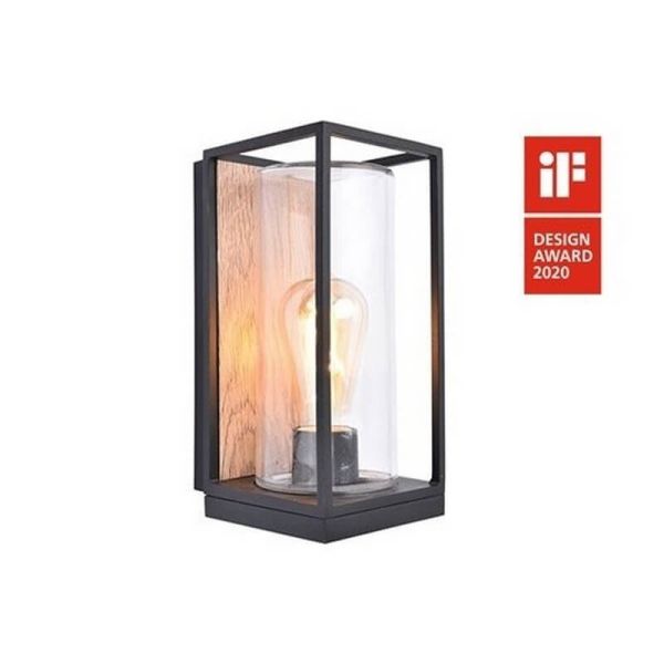 Farol de pared FLAIR con efecto madera para exterior E27
