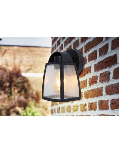 Arandela exterior KELSEY com vidro transparente ou maciço E27