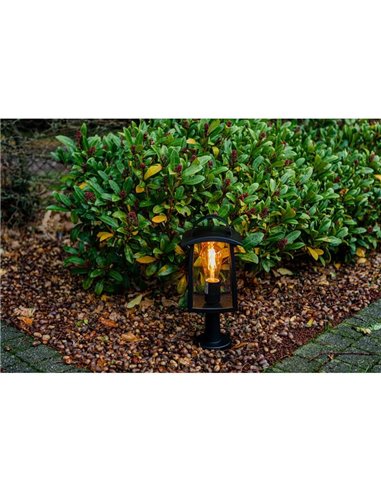 Lampadaire d'extérieur KELSEY avec poignée, verre transparent E27