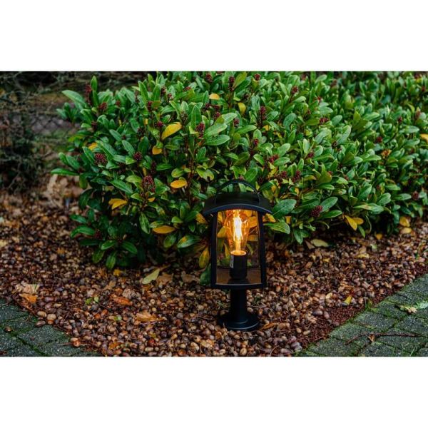 Lampadaire d'extérieur KELSEY avec poignée, verre transparent E27