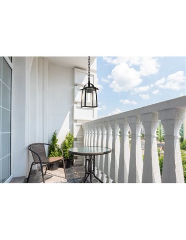 KELSEY Candeeiro de teto suspenso para exterior com pega, vidro transparente