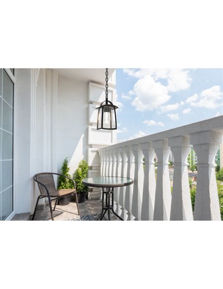 KELSEY Suspension d'extérieur plafonnier avec poignée, verre transparent