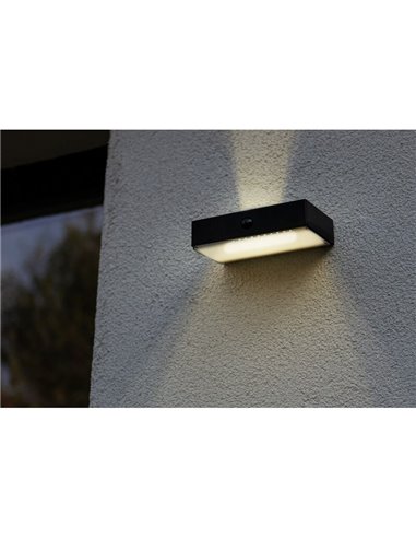 Aplique solar FADI com luz ascendente e descendente, sensor de movimento e controle de voz 2700K-6500K