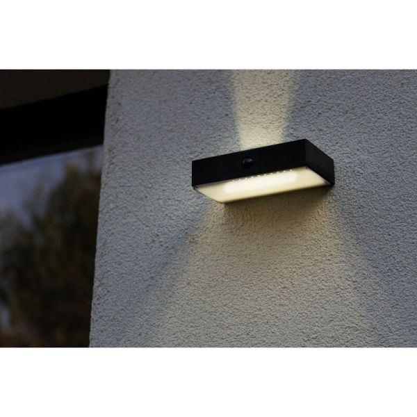 Aplique solar FADI con luz arriba y abajo, sensor de movimiento y control por voz 2700K-6500K