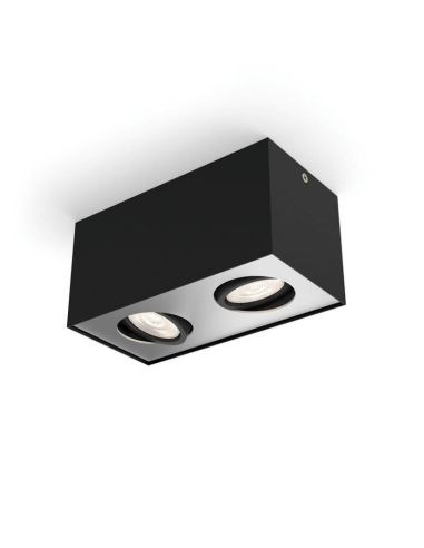 Foco superficie BOX cuadrado LED negro 2 luces IP20 Warmglow| LeonLeds