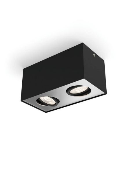 Foco superficie BOX cuadrado LED negro 2 luces IP20 Warmglow| LeonLeds