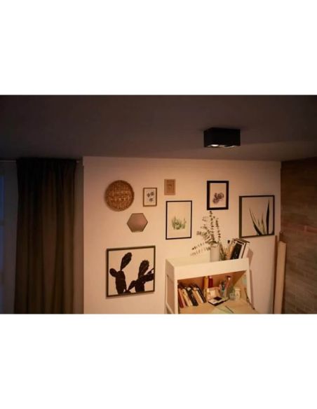 Foco superficie BOX cuadrado LED negro 2 luces IP20 Warmglow| LeonLeds