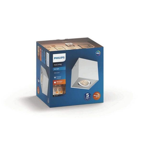 Spot de superfície BOX 1 luz LED ajustável Warmglow branco | LeonLeds