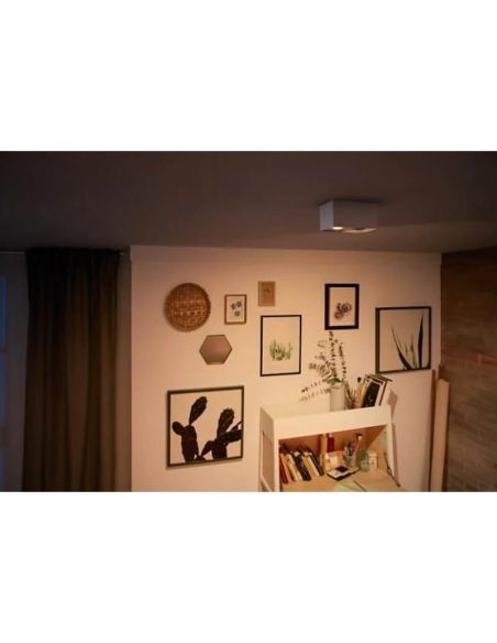 Foco superficie 2 luces LED cuadrado BOX blanco Warmglow | LeonLeds