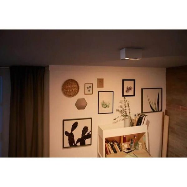 Foco superficie 2 luces LED cuadrado BOX blanco Warmglow | LeonLeds