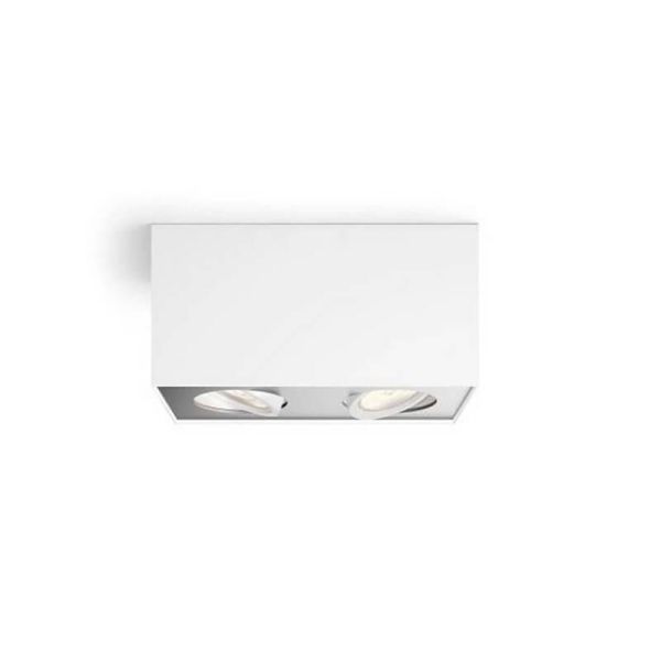Foco superficie 2 luces LED cuadrado BOX blanco Warmglow | LeonLeds