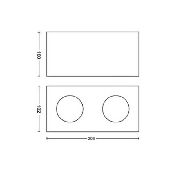 Foco superficie 2 luces LED cuadrado BOX blanco Warmglow | LeonLeds
