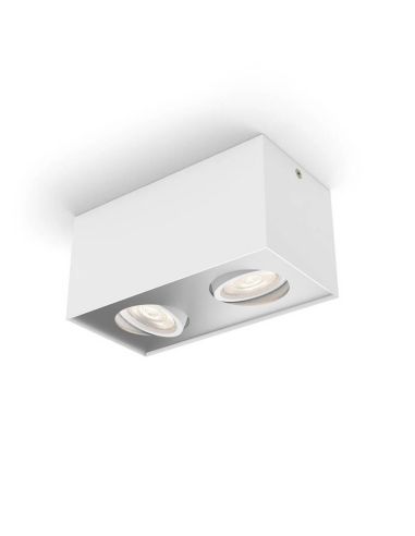 Foco superficie 2 luces LED cuadrado BOX blanco Warmglow | LeonLeds
