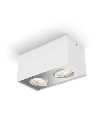 Spot en saillie 2 lumières LED carrées BOX blanc Warmglow | LéonLeds
