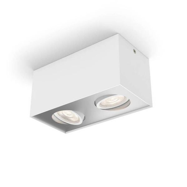 Foco superficie 2 luces LED cuadrado BOX blanco Warmglow | LeonLeds