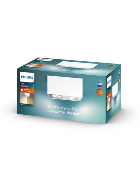Foco superficie 2 luces LED cuadrado BOX blanco Warmglow | LeonLeds