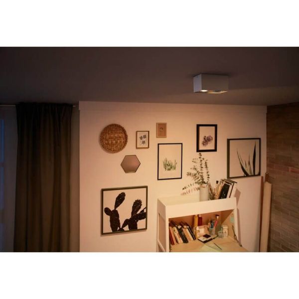 Foco superficie 2 luces LED cuadrado BOX blanco Warmglow | LeonLeds