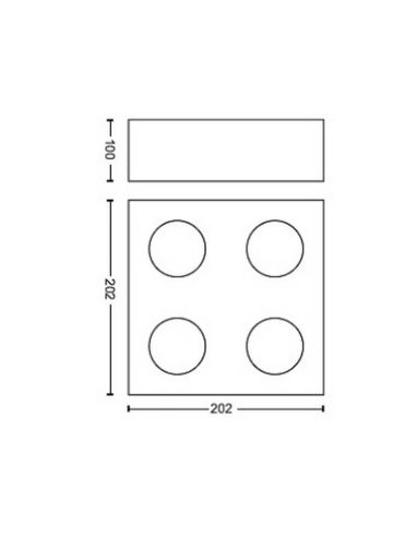 BOX Spot LED de superfície 4 luzes branco IP20 Warmglow | LeonLeds