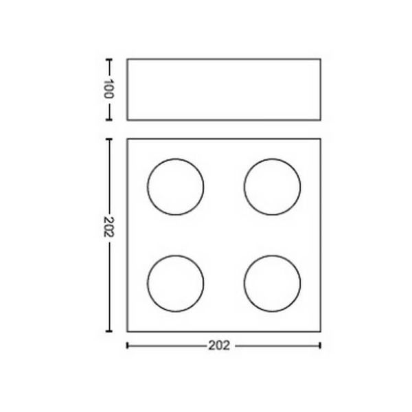 Spot LED en surface BOX 4 lumières blanc IP20 Warmglow | LéonLeds
