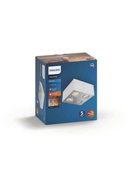 Foco superficie BOX LED 4 luces blanco IP20 Warmglow | LeonLeds