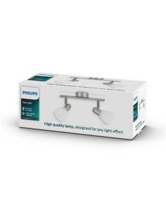 Spot de plafond 2 lumières tube JUTE orientable nickel 40W IP20 | LéonLeds 2