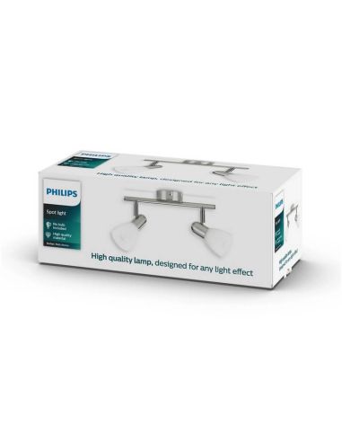 Foco techo 2 luces BURLAP tube orientable níquel 40W IP20 | LeonLeds