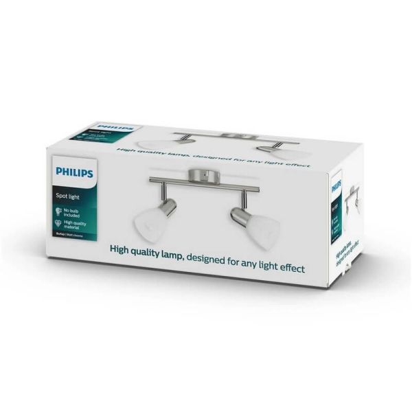 Spot de plafond 2 lumières tube JUTE orientable nickel 40W IP20 | LéonLeds